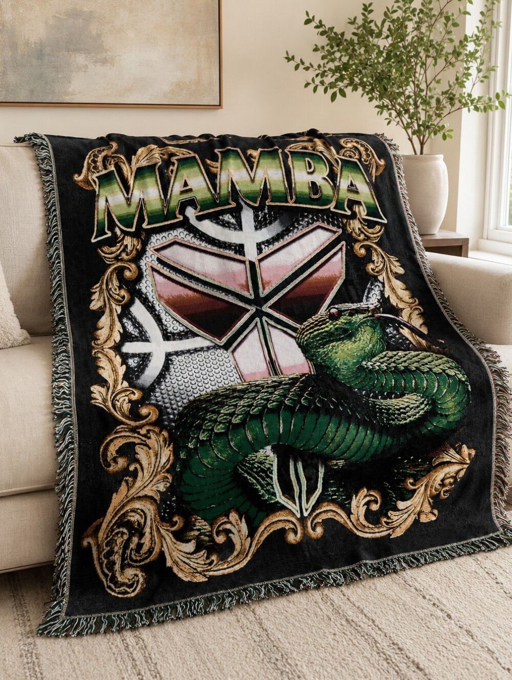 Mamba Snake Throw Blanket 45x60 with Grinchmas Box & Socks